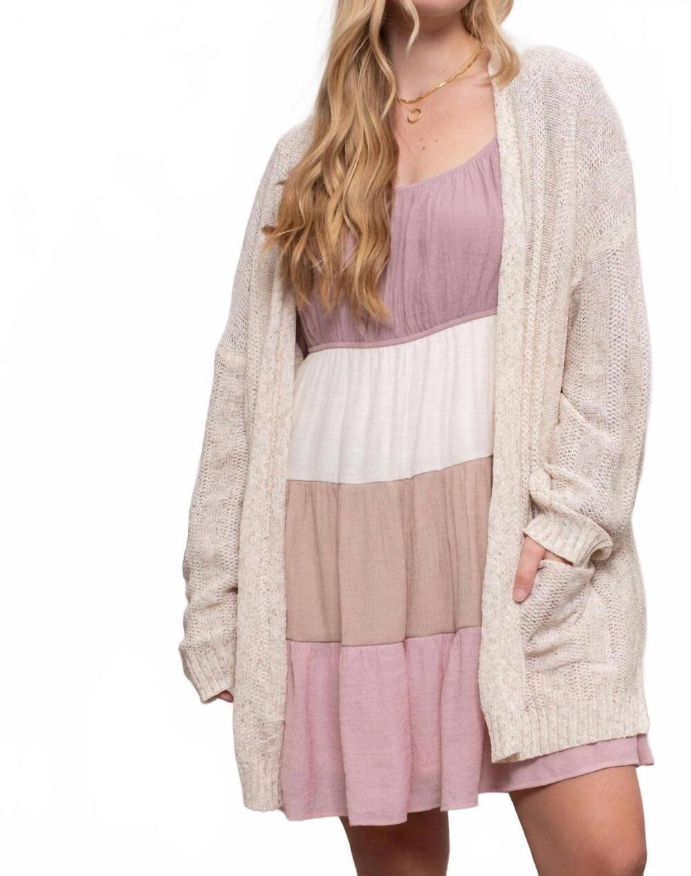 NEW BLU PEPPER cozy pocket knit cardigan - plus in oatmeal